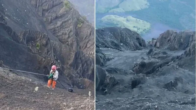 Pendaki Asal Brasil Jatuh di Jurang Rinjani Tersangkut di Dinding Tebing, Masih Sulit Dievakuasi